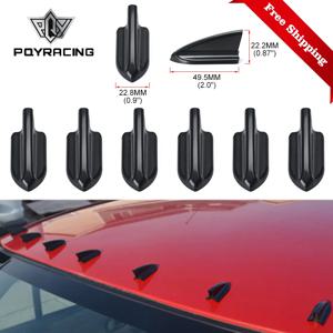 UV 보호 및 비바람에 견디는 6pcs 검은 자동차 EVO 스타일 PP 지붕 상어 지느러미 스포일러 윙 키트 소용돌이 발생기 PQY-WSS11