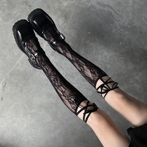 스트리트 스플릿 발가락 양말 스트랩 레이스 Fishnet 스타킹 쿨 JK 소녀 무릎 양말 일본 로리타 Jk 긴 무릎 높은 양말 로리타