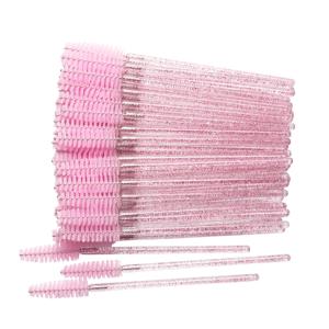 50Pcs 메이크업 브러쉬 일회용 크리스탈 눈썹 브러쉬 다이아몬드 핸들 마스카라 완드 애플리케이터 눈 속눈썹 속눈썹 연장 도구
