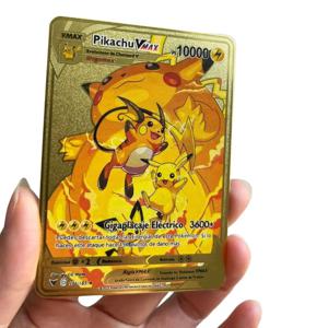 2023 새로운 10000 Arceus Vmax Gx 골드 포켓 몬스터 카드 스페인어 철 금속 Pokmo 편지 어린이 선물 게임 컬렉션 카드