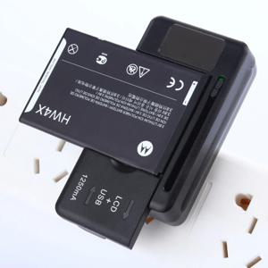 범용 모바일 배터리 충전기 EU 미국 플러그 LCD 표시기 화면 휴대폰 충전기용 USB 포트 배터리 충전