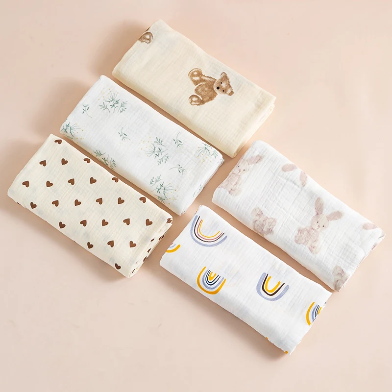 Ins 아기 담요 모슬린 Swaddle 2 레이어 코튼 신생아 목욕 타올 여름 침구 아기 용품 어머니 키즈 담요 받기