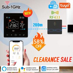 Tuya 스마트 홈 Wifi 무선 온도 조절기 RF 배터리 가스 보일러 물 난방 디지털 온도 컨트롤러 Alexa Google 홈