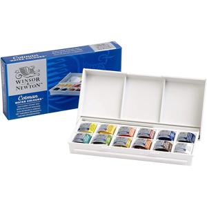 Winsor&Newton Cotman 휴대용 여행 12색 단색 수채화 물감 스케치어의 하프 팬 팔레트 수채화 브러시 Acuarela