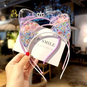 여자 귀여운 빛나는 스팽글 고양이 귀 Hairbands 달콤한 장식 머리띠 공주 선물 모자를 쓰고 있죠 어린이 패션 헤어 액세서리