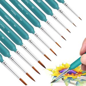 11pcs 미니어처 페인트 브러쉬 아트 페인팅 브러쉬 족제비 헤어 페인트 브러시 구 아슈 수채화 오일 페인트 아티스트 손으로 그린