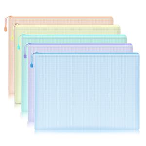 5pcs 메쉬 지퍼 주머니 문서 가방 방수 우편 파일 폴더 A4 학교 사무용품 연필 케이스 보관 가방