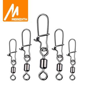 MEREDITH 파이크 낚시 액세서리 커넥터, 핀 베어링 롤링 회전, 스테인레스 스틸 스냅 피쉬 훅 루어 회전 태클, 50 개