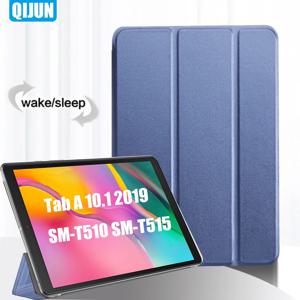 삼성 갤럭시 탭 A 10.1 2019 커버 플립 태블릿 케이스, 가죽 스마트 수면 깨우기 쉘, PC 후면 스탠드 SM-T510 SM-T515