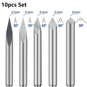 10pcs CNC 조각 비트 3 가장자리 피라미드 조각 비트 3.175mm 생크 20-90D 초경 엔드 밀CNC 라우터 비트 밀링 커터