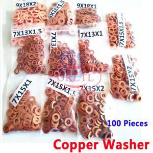 ORLTL 100 개/몫 디젤 오일 연료 인젝터 구리 와셔 F00VC17504 BOSCH Delphi Denso 용 자동 노즐 F00VC17503 F00VC17505