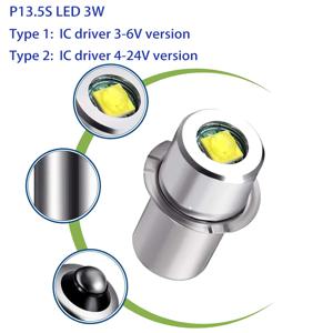 Pr2 P13.5S E10 기본 LED 업그레이드 전구 흰색 Maglite 손전등 6500K 3W 3V 4.5V 18V 교체 전구 횃불 작업 램프