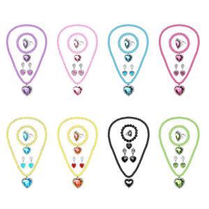 어린이 소녀 엘사 소피아 벨 공주 액세서리 세련된 구슬 목걸이 팔찌 반지 귀걸이 쥬얼리 5pcs 세트