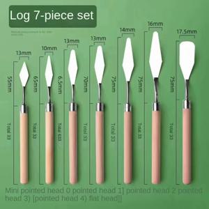 7Pcs 스테인레스 스틸 팔레트 나이프 구 아슈 팔레트 키트 유화 용품 미술 나이프 그림 도구 세트 유연한 블레이드
