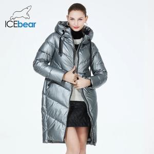ICEbear 여성용 중간 길이 후드 재킷, 따뜻한 코튼 코트, 캐주얼 파카, 패션 브랜드, 겨울 신상, GWD20302D, 2