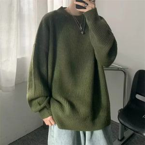 2025 가을 크루 넥 솔리드 컬러 풀오버 스웨터 남성용 캐주얼 Y2K 니트 스웨터 하이 스트리트 패션 점퍼 Hombre