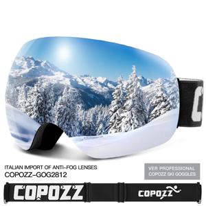 COPOZZ 야외 스포츠 스키 고글 UV400 보호 스키 마스크 남성 여성 안개 방지 큰 얼굴 눈 안경 스노우 보드 스키 안경