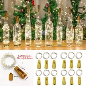 6pcs 병 빛 배터리 전원 LED 와인 병 코르크 빛 문자열 요정 크리스마스 갈 랜드 바 결혼식 크리스마스 파티 장식