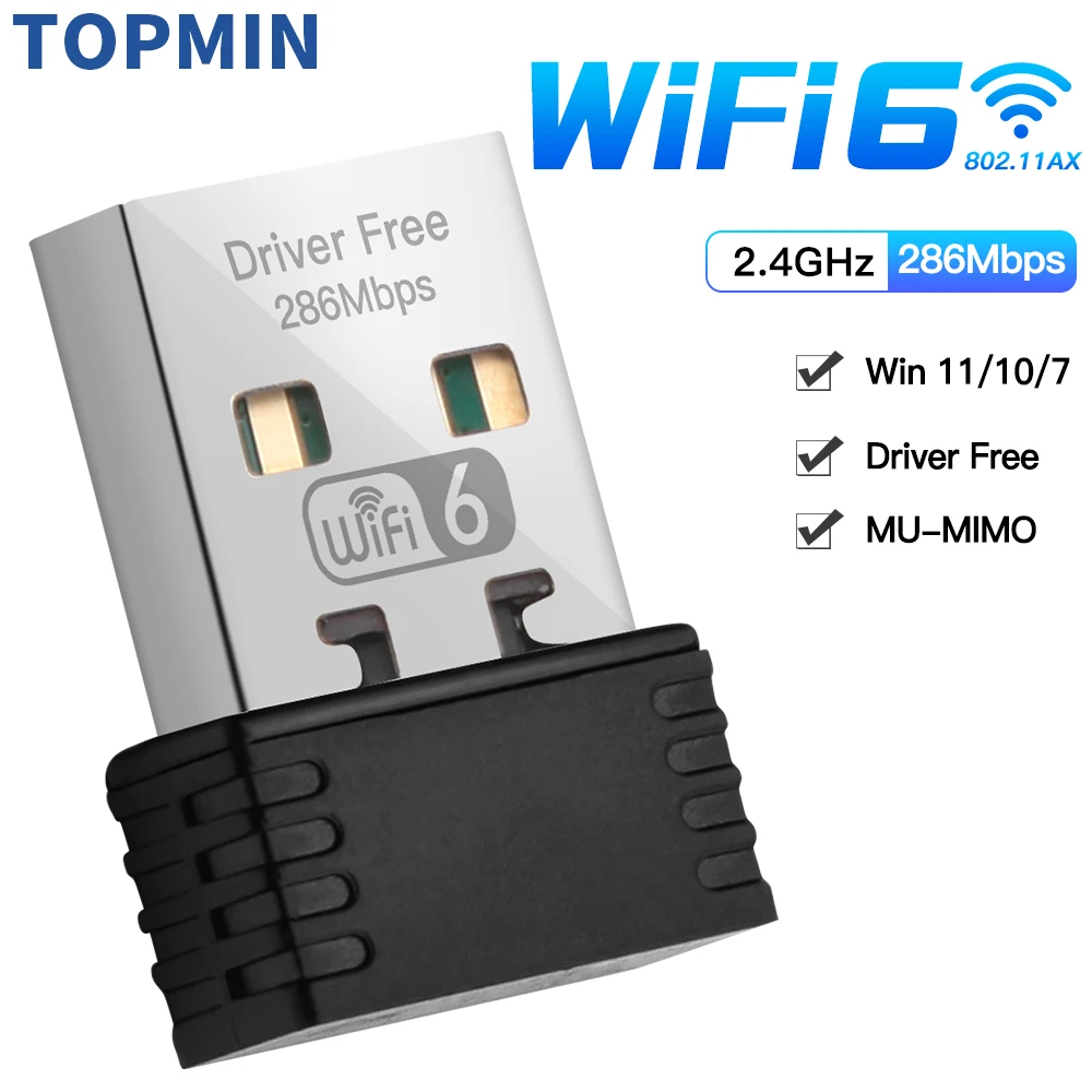 미니 USB WIFI 6 동글 네트워크 카드 802.11ax USB 2.4GHz Wi-Fi Lan 어댑터 드라이버 무료 PC 노트북 Windows 7 10 11