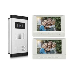 7인치 비디오 도어폰 초인종 개인 주택 모니터 2개의 통화 버튼 잠금 해제 건물 인터콤 시스템
