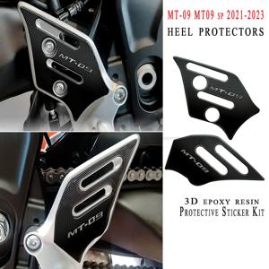 MT-09 2023 오토바이 3D 에폭시 수지 스티커 보호 키트 Yamaha MT 09 MT 09 SP 2021 - 2023 용 발 뒤꿈치 보호대 보호
