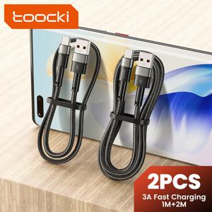 Toocki USB C 타입 케이블, 리얼미 샤오미 삼성용 고속 충전 와이어, USB C 충전기 데이터 코드, 아이패드, 삼성 포코용, 1m, 2m, 3A