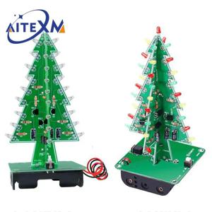 3차원 3D 크리스마스 트리 LED DIY 키트 빨간색/녹색/노란색 LED 플래시 회로 키트 전자 재미 스위트
