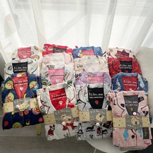 2025 새로운 잠옷 정장 코튼 2 조각 세트 여성 인쇄 만화 Nightwear 긴 소매 바지 세트 가을 Loungewear 홈 의류