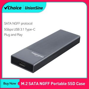 UnionSine M2 SSD 케이스 NGFF SATA 프로토콜 M.2-USB 유형 C 3.1 SATA NGFF PCIe SSD 디스크 박스 M.2 SSD 인클로저용 SSD 어댑터
