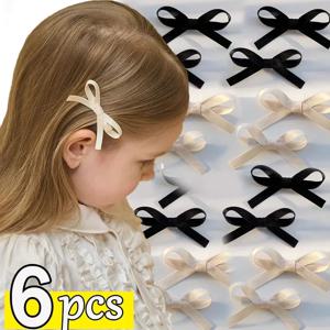2/6pcs 소녀의 달콤한 Bowknot 헤어 클립 베이비 화이트 블랙 러블리 헤어핀 리본 보우 모자를 쓰고 있죠 달콤한 귀여운 잡아 클립 바레트