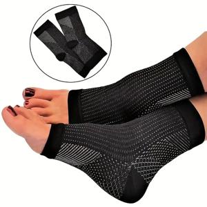 발목 지원을위한 2 쌍 압축 양말, Plantar Fasciitis 통증 완화를위한 개방형 발가락 디자인
