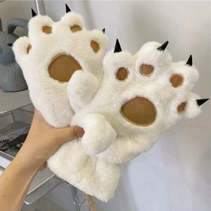 여성 장갑 곰 손바닥 발 동물 플러시 클로 장갑 발 의상 코스프레 귀여운 만화 곰 시뮬레이션 모피 장갑 겨울 따뜻한
