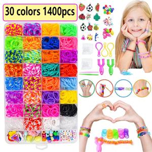 고무 밴드 Loom DIY 수제 팔찌 만들기 키트 비즈 장난감 소녀 어린이 공예 장난감 크리스마스 선물 직조 도구 상자