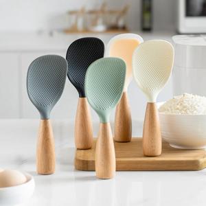 1Pcs 실리콘 스푼 비 스틱 요리 스푼 Anti-scalding 냄비 쌀 고온 방지 스푼 내구성 주방 가제트