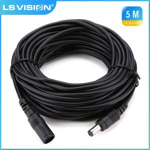 LS VISION CCTV 보안 카메라 익스텐션 코드, DC 12V 전원 익스텐션, 5M 16.5FT 잭 소켓에서 5.5x2.1mm 코드 케이블 연장기