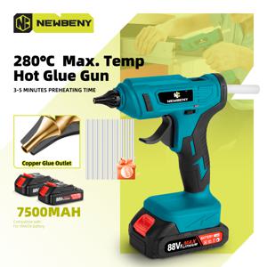 뉴벤키 280 ° C 핫멜트 글루건 휴대용 충전식 10개 11mm 글루스틱 포함 마키타 18V 배터리 핀용 DIY 수리 도구
