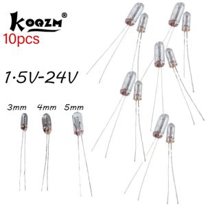 에디슨 백열 필라멘트 라이스 램프 전구, 미니어처 0.07A, 3mm, 4mm, 5mm, 1.5V,3V,6V, 9V,12V, 24V, 10 개