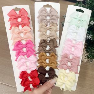 10 개/대 아기 소녀를위한 새로운 귀여운 솔리드 리본 Bowknot 헤어 클립 수제 활 머리핀 바레트 머리 장식 어린이 헤어 액세서리