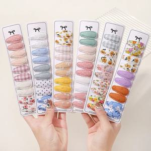 10/20Pcs 코 튼 인쇄 헤어 클립 머리 핀 소녀 패브릭 격자 무늬 미니 BB Hairgripes 모자를 쓰고 있죠 아기 헤어 액세서리 새 해 선물
