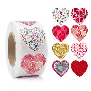 100-500pcs 색상 발렌타인 데이 하트 스티커 생일 선물 포장 인감 스티커 파티 초대장 장식 스티커 베이킹 라벨