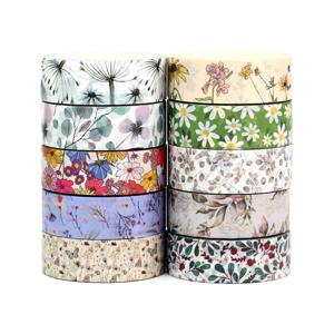 새로운 1x10 m 장식 꽃 잎 일본 종이 cinta washi 테이프 스크랩북 마스킹 테이프 세트 귀여운 저널 kawaii papelaria