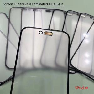 5Pcs 화면 전면 외부 유리 + OCA iPhone 16 Pro X Xs Xr 11 12 13 14 15 Pro Max Plus 스크린 터치 패널 유리 중공 라미나