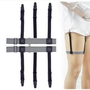 1 쌍 탄성 망 셔츠는 줄무늬 멜빵 스트랩을 유지합니다 미끄럼 방지 벨트 가터 남성용 나일론 조절 가능한 셔츠 홀더