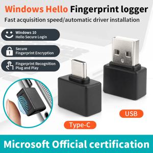 PC 노트북 용 미니 USB/유형 C 지문 인식 장치 Windows 10 11 Hello 생체 인식 스캐너 지문 판독기 모듈