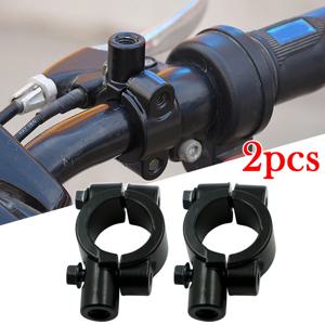 2pcs 22mm 핸들 바 10mm 8mm 스레드 범용 오토바이 미러 마운트 클램프 후면보기 미러 홀더 어댑터 블랙 클램프베이스