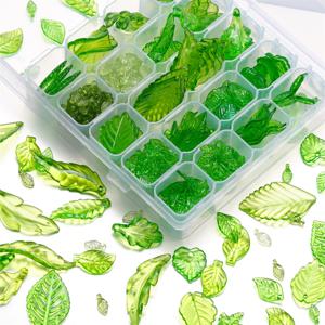 10-100pcs 혼합 녹색 잎 아크릴 펜 던 트 쥬얼리에 대 한 다양 한 스페이서 매력 비즈 Diy 목걸이 팔찌 귀걸이 만들기
