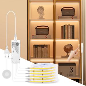 COB LED 스트립 220v/110V 주방 LED 캐비닛 조명 아래 나무 침투 가능한 터치 스위치 모션 감지 센서 DIY 옷장 식료품 저장실