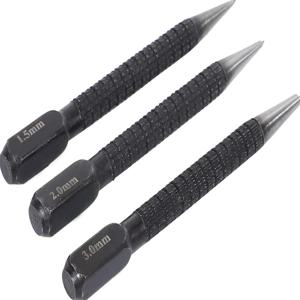 3pcs 고 탄소강 센터 펀치 세트, 합금강 금속 목재 드릴링에 사용되는 미끄럼 방지 센터 핀 펀치, 1.5/2/3mm