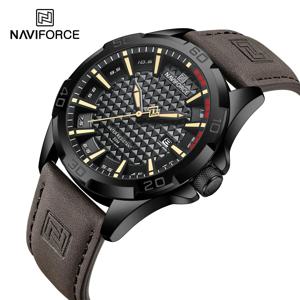 NAVIFORCE 남성 캐주얼 스포츠 군사 석영 달력 손목 시계 남성용 비즈니스 가죽 방수 남성 시계 Relogio Masculino