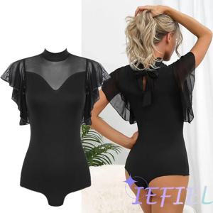 라틴 댄스 바디 슈트 Bottominng 셔츠 탑 차차 삼바 볼룸 댄스 연습 대회 Costmues Splice Stage Body Suit